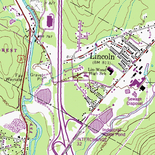 Topographic Map of Lincoln Green Senior Housing, NH
