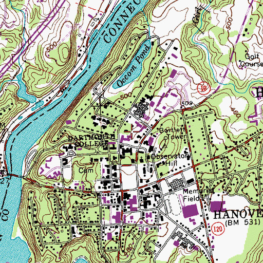 Topographic Map of Russell Sage Hall, NH