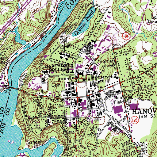 Topographic Map of Sanborn English House, NH