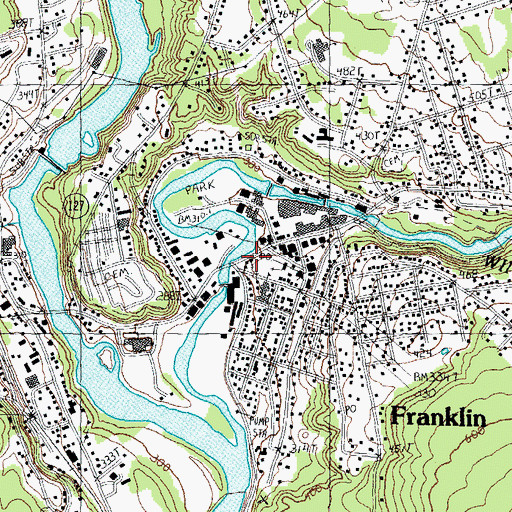 Topographic Map of Franklin Public Library, NH