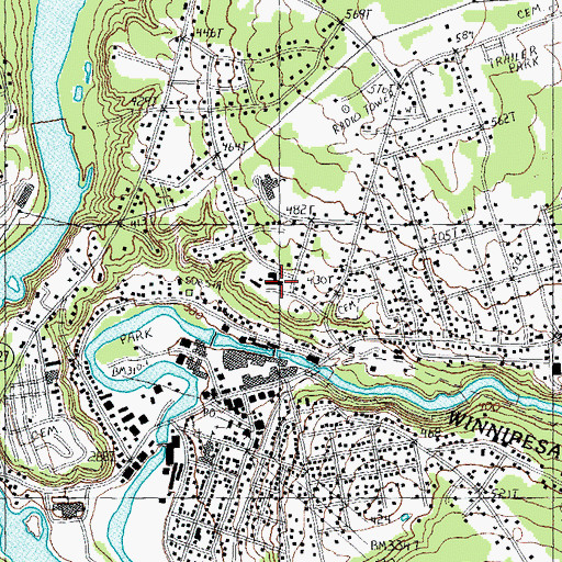 Topographic Map of Franklin Regional Hospital, NH