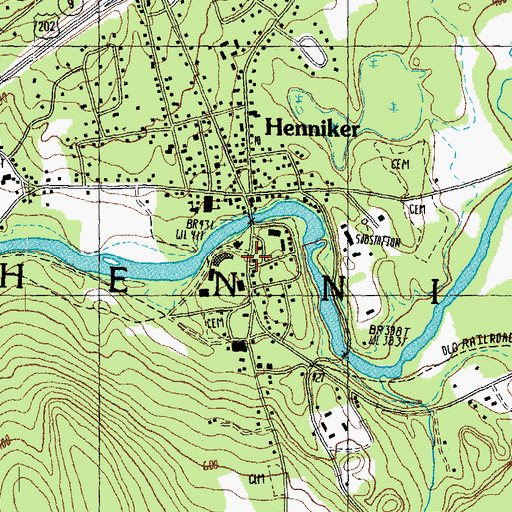 Topographic Map of H Raymond Danforth Library, NH
