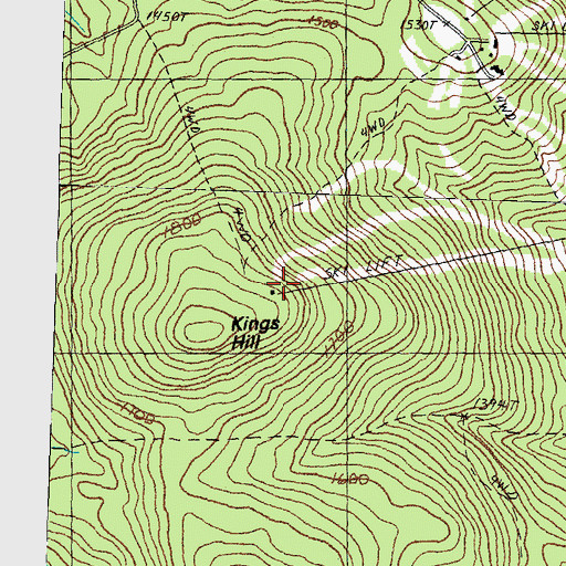 Topographic Map of King Ridge Ski Area, NH