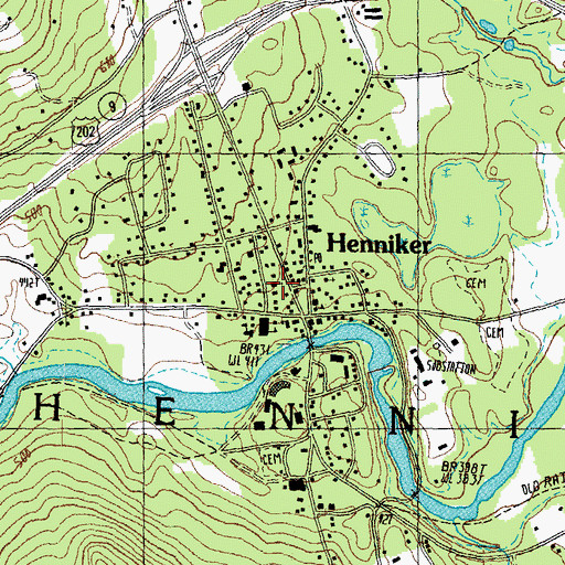 Topographic Map of Tucker Free Library, NH