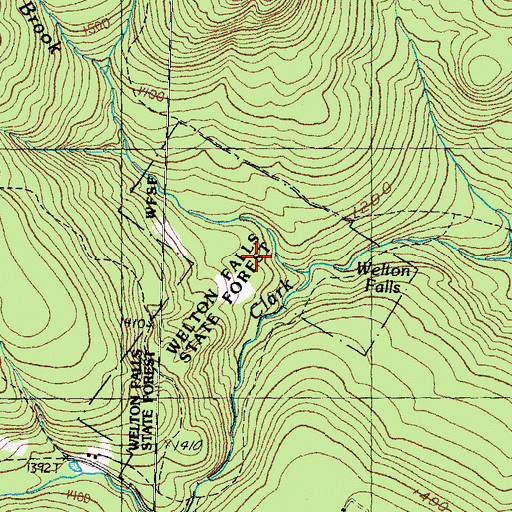 Topographic Map of Welton Falls State Forest, NH