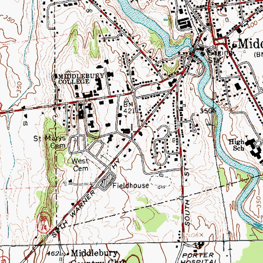 Topographic Map of Julian W Abernathy Library of American Literature, VT