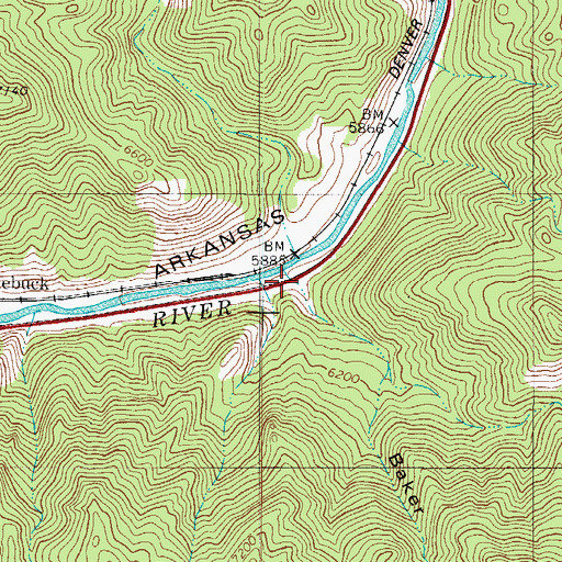 Topographic Map of Baker Gulch, CO