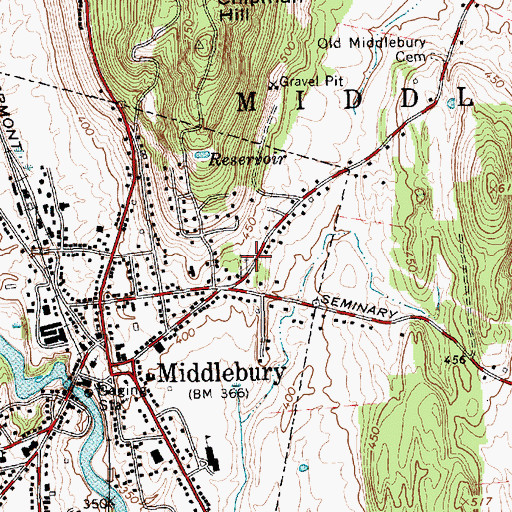 Topographic Map of Washington Street Cemetery, VT
