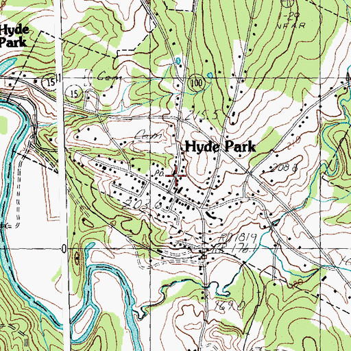 Topographic Map of Hyde Park Post Office, VT
