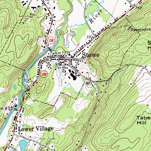 Topographic Map of Stowe Elementary School, VT