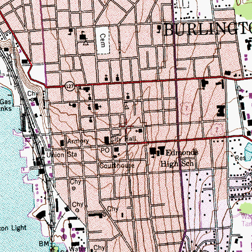Topographic Map of Carnegie Building of the Fletcher Free Library, VT