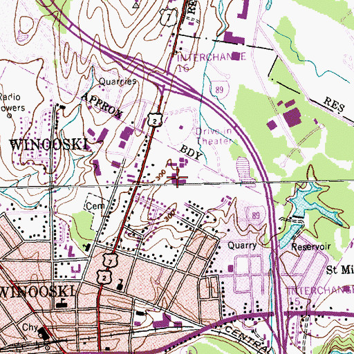 Topographic Map of John F Kennedy Elementary School, VT