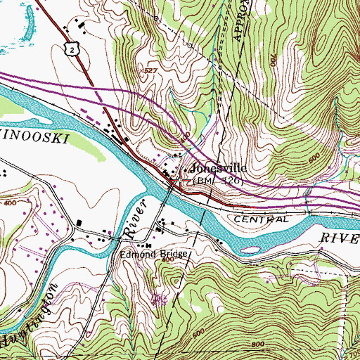 Topographic Map of Jonesville Post Office, VT