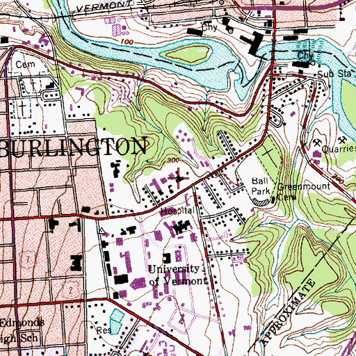 Topographic Map of Trinity College, VT
