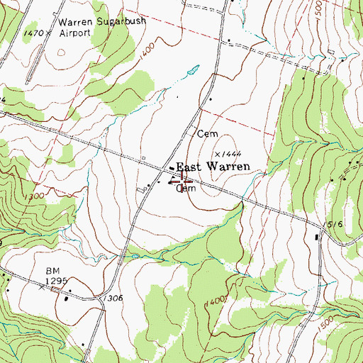 Topographic Map of East Warren Cemetery, VT