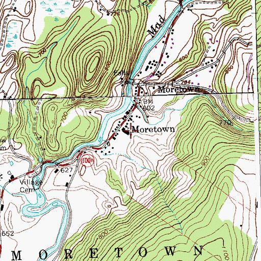 Topographic Map of Moretown Elementary School, VT