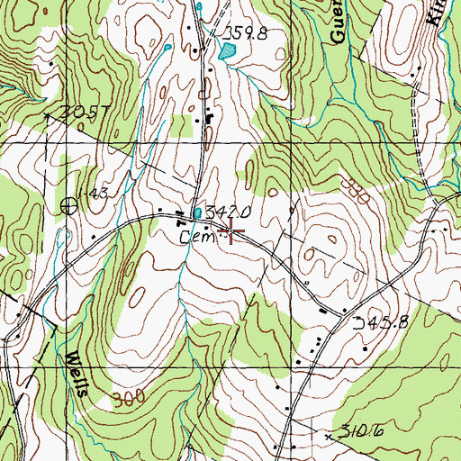 Topographic Map of Rich-Hollister Cemetery, VT