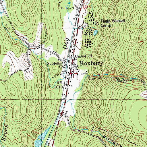 Topographic Map of Roxbury Post Office, VT