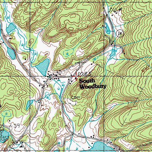 Topographic Map of South Woodbury Congregational Church, VT