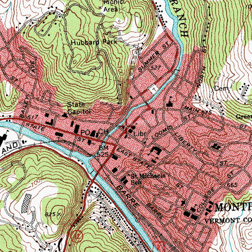 Topographic Map of Unitarian Church of Montpelier, VT