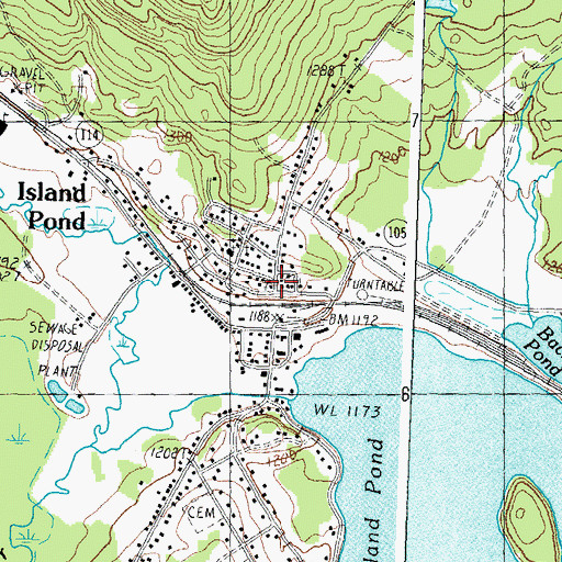 Topographic Map of Island Pond Historic District, VT