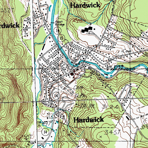 Topographic Map of Hardwick Elementary School, VT