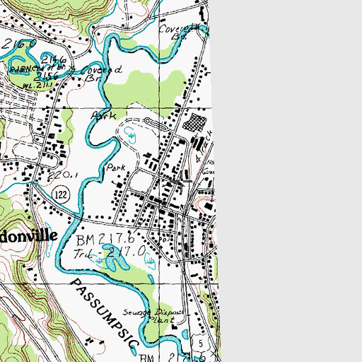 Topographic Map of Lyndonville United Methodist Church, VT