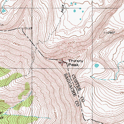 Topographic Map of Thirsty Peak, CO