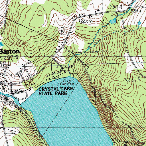 Topographic Map of Crystal Lake State Park, VT