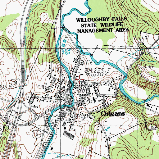 Topographic Map of Orleans Town Hall, VT