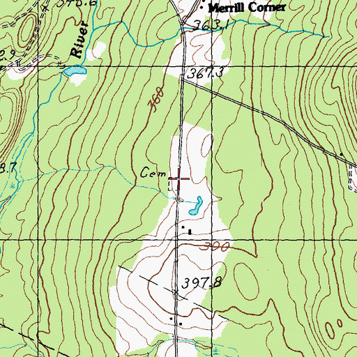Topographic Map of Rowell Cemetery, VT