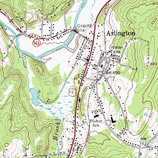 Topographic Map of Arlington Post Office, VT