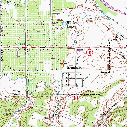 Topographic Map of Brookside, CO