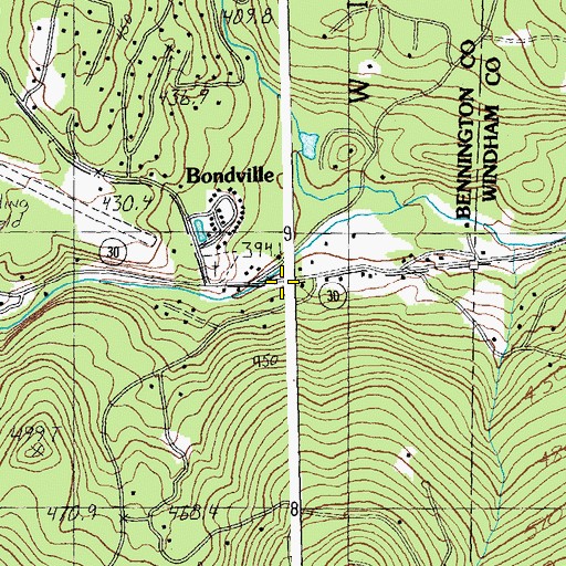 Topographic Map of Bondville Post Office, VT