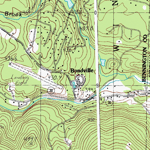 Topographic Map of Bondville Town Hall, VT