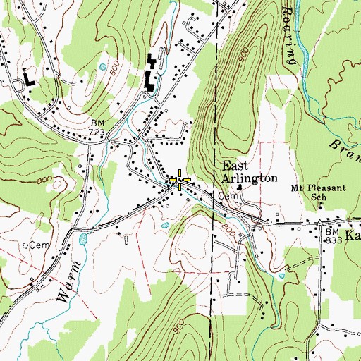 Topographic Map of East Arlington Post Office, VT