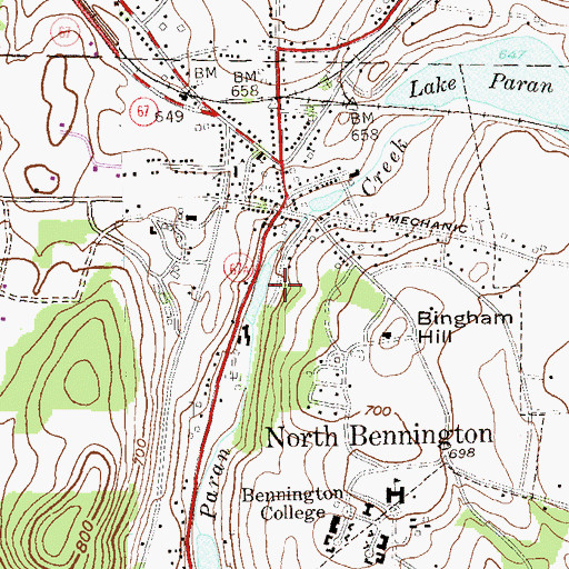 Topographic Map of John G McCullough Free Library, VT