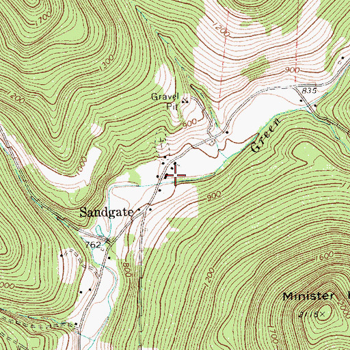 Topographic Map of Sandgate Town Hall, VT