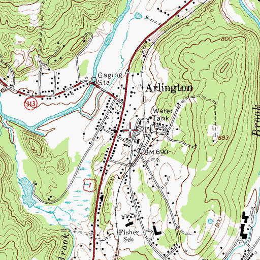 Topographic Map of The Arlington Gallery, VT