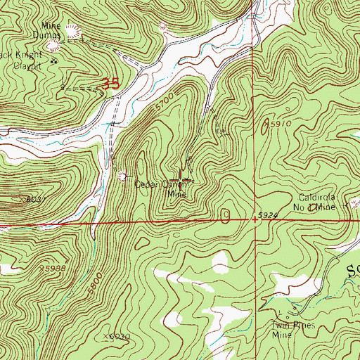 Topographic Map of Cedar Canon Mine, CO