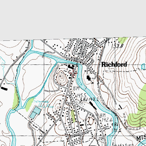 Topographic Map of Richford Town Hall, VT