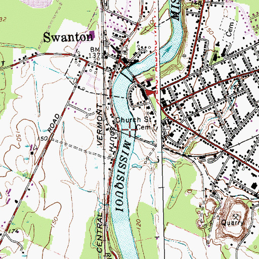 Topographic Map of Swanton Covered Bridge, VT