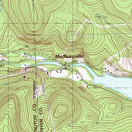 Topographic Map of Medburyville Bridge, VT