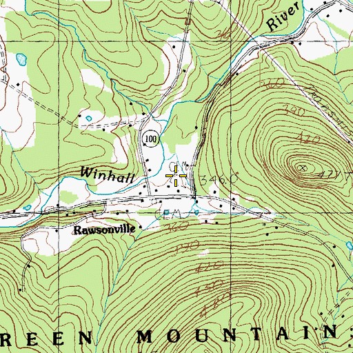 Topographic Map of Rawsonville Cemetery, VT