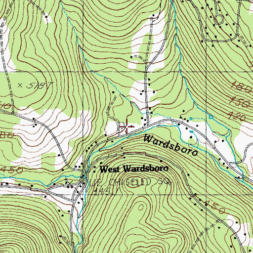 Topographic Map of West Wardsboro Cemetery, VT
