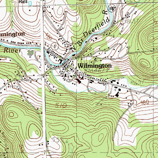 Topographic Map of Twin Valley High School, VT