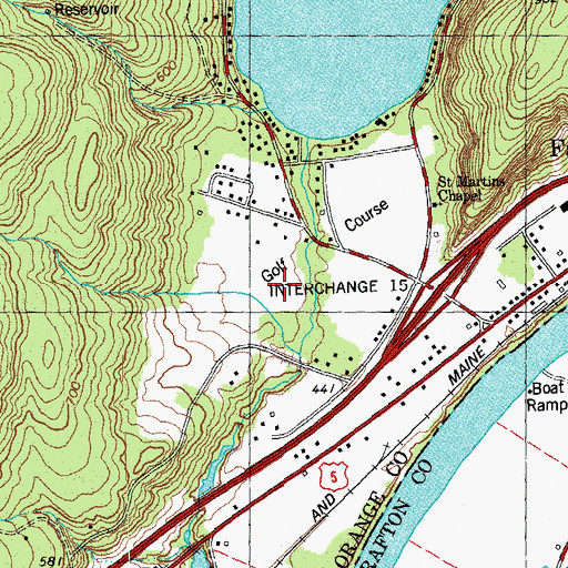 Topographic Map of Bonnie Oaks Golf Course, VT