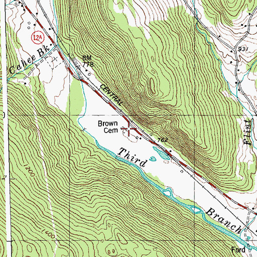 Topographic Map of Brown Cemetery, VT