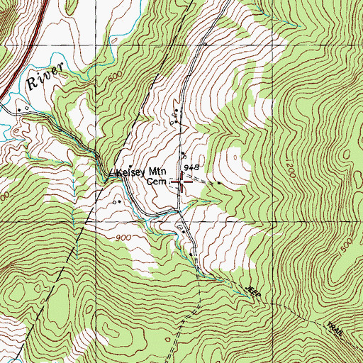 Topographic Map of Kelsey Mountain Cemetery, VT