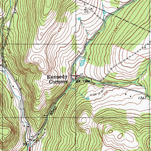 Topographic Map of Kennedy Corners, VT